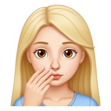 Girl holding a nose sticker
