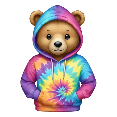 tiedye bear wearing a hoodie sticker