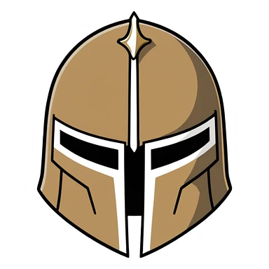 Historical medieval helmet with light rust patterns and aged appearance sticker