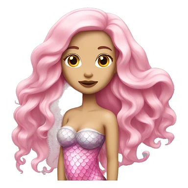 White pink long hair mermaid  sticker