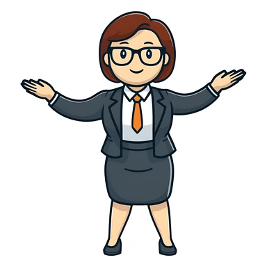 Female accountant spreading arms to the sides sticker