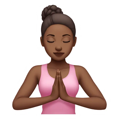 White Brunette Girl doing praying yoga pose in pink tones half body sticker