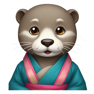 a otter face wearing traditional korean hanbok sticker