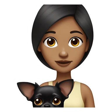 Brunette girl with black chihuahua sticker