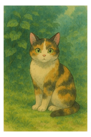 camouflage cat, soft painterly look sticker