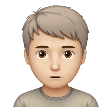 Create an emoji of a man with white skin and short brown but slightly messy hair sticker