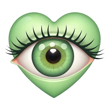 Eye with eyelashes inside light green heart sticker