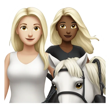 White girl riding black horse and white girl riding white horse sticker