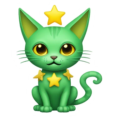 A Green Cat Alien with a yellow star sticker