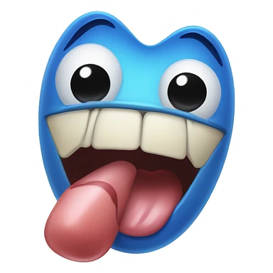 Generic tongue poking out emoji but with blue tongue sticker