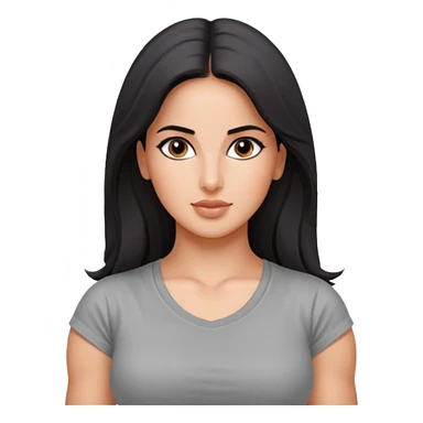 ipretty bratz emoji of katrina kaif wearing a grey tee, muscular sticker