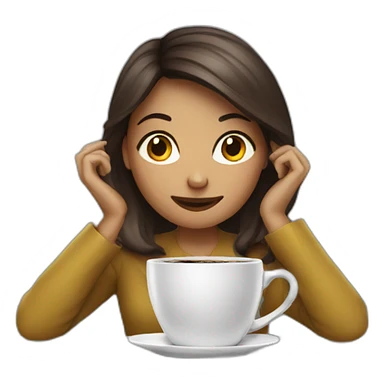girl on work with coffee and clock sticker