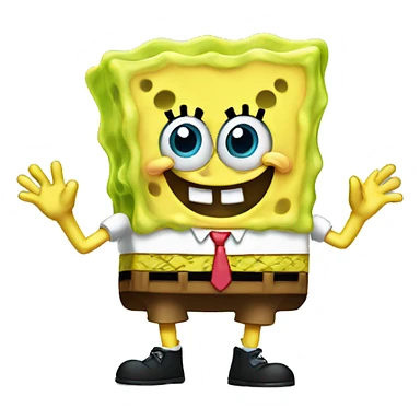 Cute spongebob wawing his hand sticker