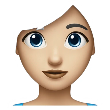 Fille aux yeux bleu brune avec une frange sticker