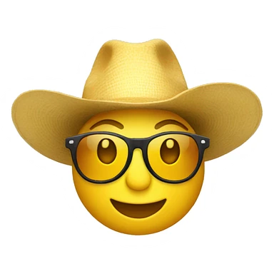 emoji jaune lunette de soleil avec un chapeau safari sur la tête sticker