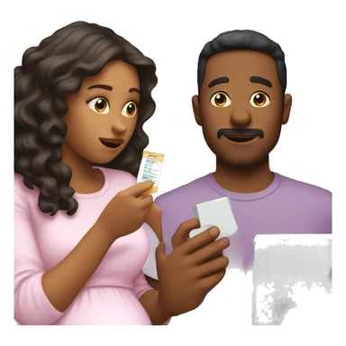 couple looking at pregnancy test sticker