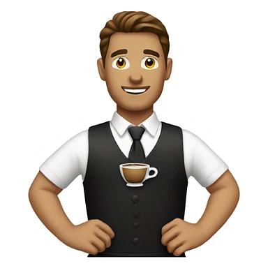 Waiter with coffee sticker