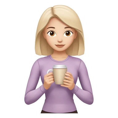 Girl in beige Pilates style holding coffee in her hands sticker