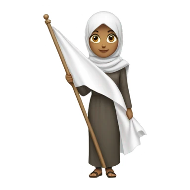 Hijabi girl holding white flag sticker