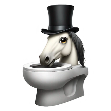 Horse with a top hat sitting on a toilet  sticker