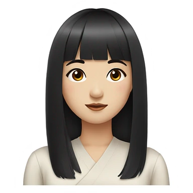 korean girl with shoulder length straight black hair with bangs sticker