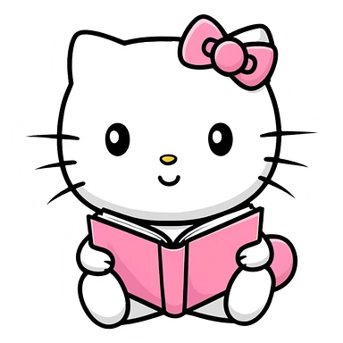 Pink Hello kitty reading books  sticker
