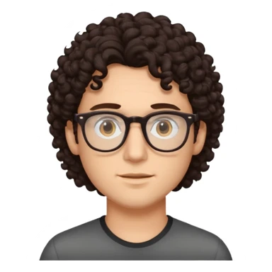 guy with dark brown curly hair and glasses realisticish sticker