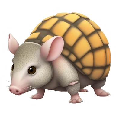 Mottled speckled gray brown chubby armadillo pig with yellow and black and orange and cute tiny eyes sticker