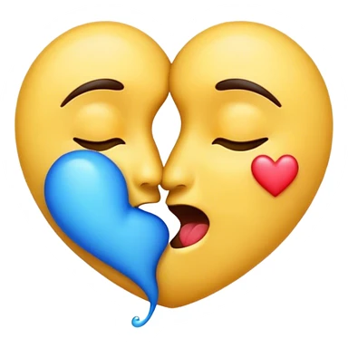 Kiss emoji with blue heart sticker