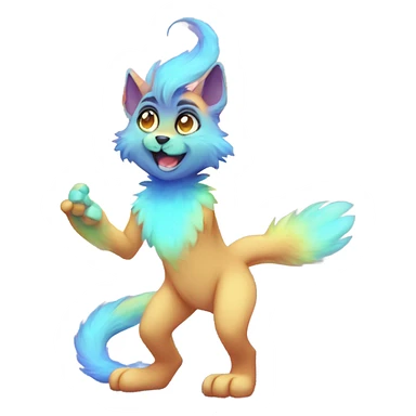 gradient-Sparkle-nebula-fursona anthropomorphic furry Fakémon full body sticker