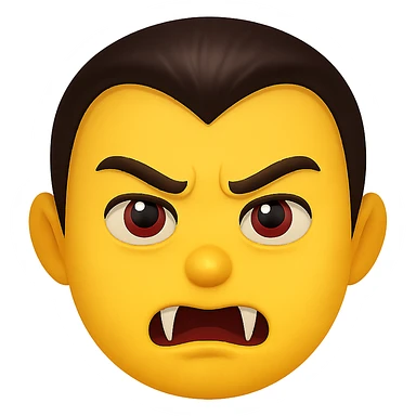 face with vampire fangs emoji, digital illustration, no background sticker