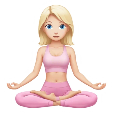 blond blue eyes yoga girl in light pink clothes sticker
