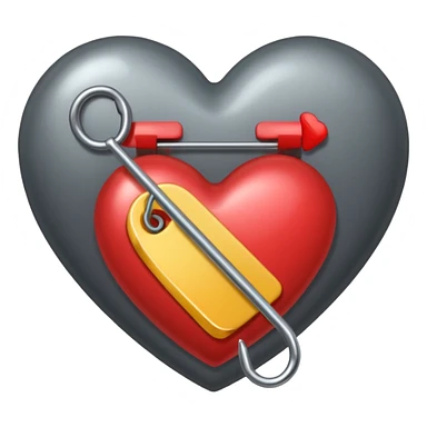 heart with a safety pin and dark shading sticker