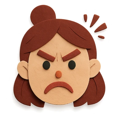 angry mom face, paper craft style sticker