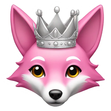 Pink fox with a silver crown sticker