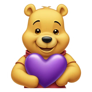 winnie the pooh holding a purple heart sticker