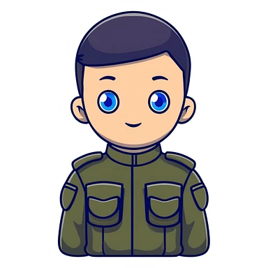 military boy with blue eyes sticker