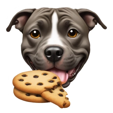 staffordshire bull terrier eating a cookie sticker