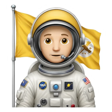 old astronaut with yellow flag in hand sticker
