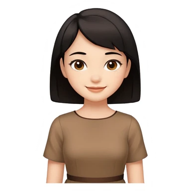 Gadis cantik, lucu, rambut pendek warna hitam, baju coklat aesthetic  sticker