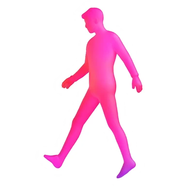 human silhouette, transparent glass with bright pink gradient from #FF335F to #FF99AA, shadows and highlights, minimalistic sticker