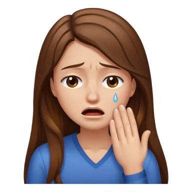 woman with long brown hair crying sticker