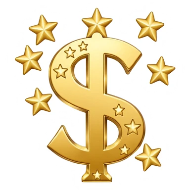 united states dollar sign with stars and hearts and sparkles sticker