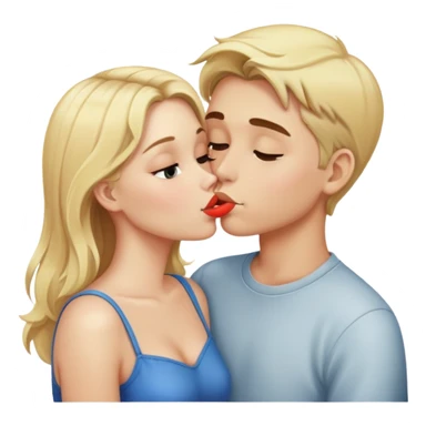 Blonde girl and boy kissing  sticker