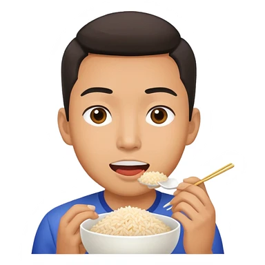 Gay Asian eating rice sticker