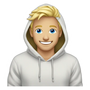 blonde male blue eyes laugh hoodie sticker