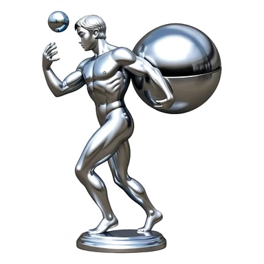 sorayama Sisyphus carrying big sphere on his back sculpture sticker