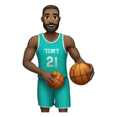 man with beard and turquoise eyes and clear skin playing basketball sticker