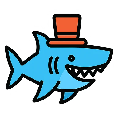 shark with a top hat sticker