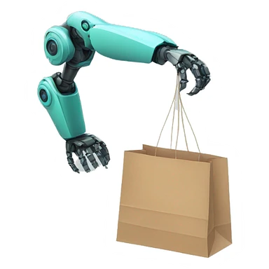 robot arm with shopping bag sticker